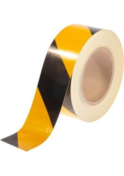 Reflektör Sarı-Siyah Reflektif Bant 50MM x 46MT