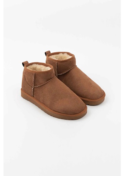 Kadın Süet Içi Kürklü Alçak Taban Bilekte Kısa Kadın Bot&bootie