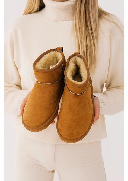Kadın Süet Içi Kürklü Alçak Taban Bilekte Kısa Kadın Bot&bootie fırsatları