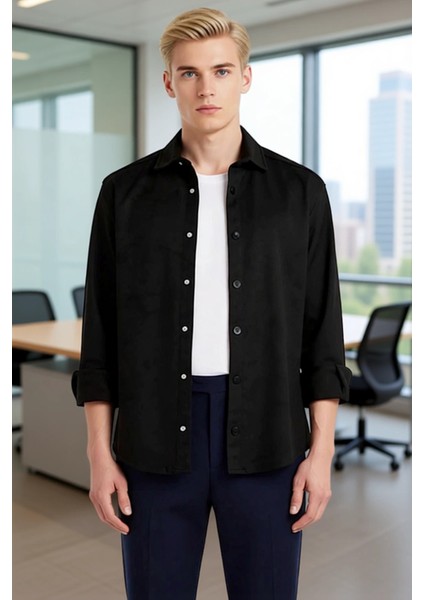 Erkek Düz Renk Süet Dokulu Gömlek Şık Görünüm ve Rahatlığı Bir Arada Sunuyor Fonksiyonel Spor fırsatları