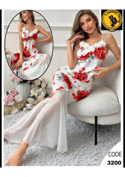 Ip Askı Altı Tüllü Uzun Elbise