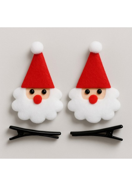 Yılbaşı Temalı Kırmızı Şapkalı Noel Baba Tokası Çiftli Paket Sevimli Keçe Süsleme Aksesuar Model 4 fiyatları