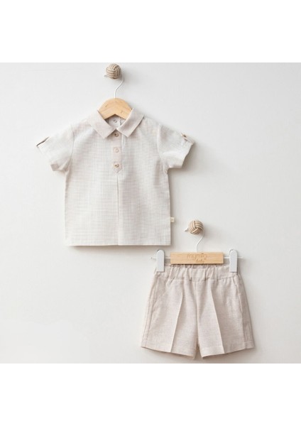 4225MY Erkek Bebek Keten Şortlu Ikili Takım