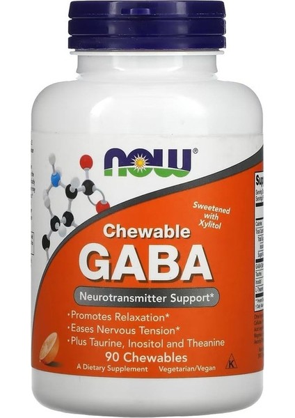 Gaba + Taurine -Inositol-L-Theanine Natural Orange Flover 90 Chewable Usa