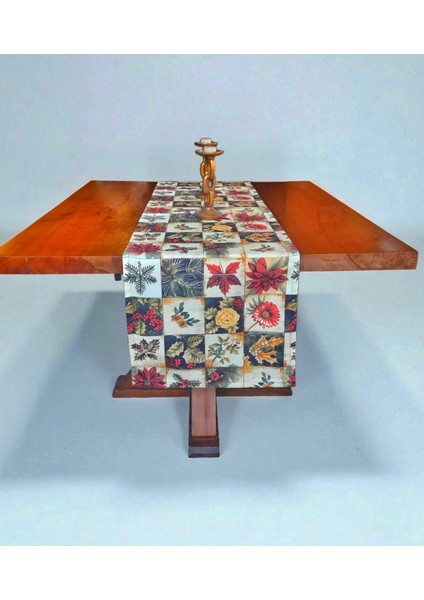 Yılbaşı Kırmızı Çiçekli Vintage Patchwork Desen Dijital Baskı Runner fiyatları