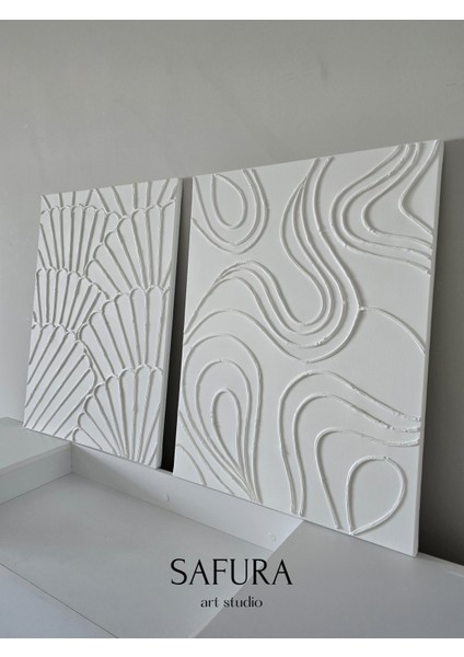 Dokulu Tablo – El Yapımı 3 Boyutlu Alçı Minimalist Doku, Modern Iskandinav Kabartmalı (Dizi-Midye) fiyatları