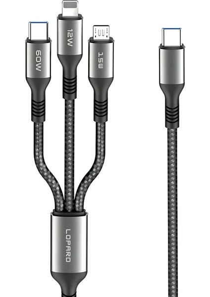 Type-C Süper Pd Şarj Kablosu 3in1 ile Uyumlu Hızlı Şarj USB Kablo Kopmayan