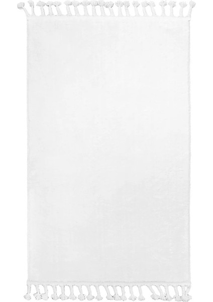 Beyaz Cloudy Örgü Saçaklı Post Peluş Halı Kaymaz Taban Yumuşacık Yolluk Modern Halı modelleri