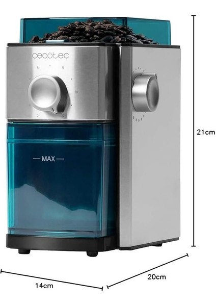 Elektrikli Kahve Değirmeni Steelmill 2000 Ayarlama. Paslanmaz Çelik, Düz Öğütme Dişleri, 17 Kademeli, 250 gr Kapasite, 2-12 Fincan modelleri