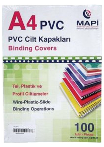 Mapi Cilt Kapağı Plastik Opak A4 160 Mıc Şeffaf (100 Lü)