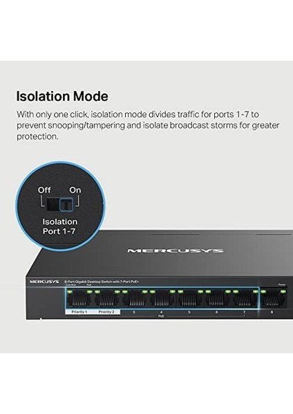 MS108, 8-Port Gigabit Desktop Switch With 7-Port Poe+ fiyatları