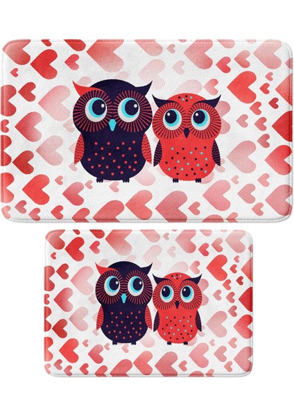 Sevimli Tasarımlı Mikrofiber Paspası, Kaymaz Taban, Yıkanabilir (226_BPSM, 2&apos;li Takım 40X60_50X80)