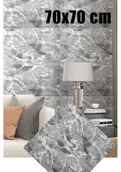 4 Adet, 70X70 cm 0,50M² Gri Renk 3D Dekoratif Kendinden Yapışkanlı Esnek Duvar Kaplama Panel Köpük -FC01 modelleri