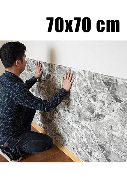 4 Adet, 70X70 cm 0,50M² Gri Renk 3D Dekoratif Kendinden Yapışkanlı Esnek Duvar Kaplama Panel Köpük -FC01 indirimleri