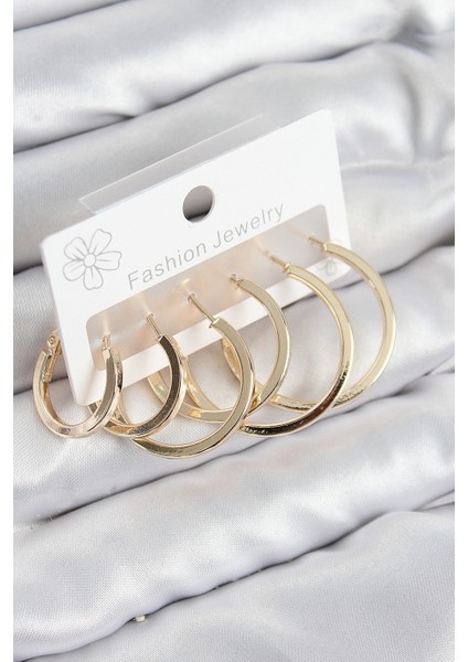 Pirinç Halka Model Gold Renk Kadın Set Küpe - Lisinya