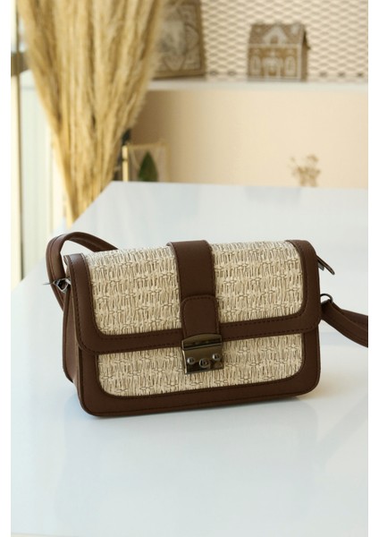 Deri Detaylı Hasır Görünümlü Tokalı Kadın El ve Omuz Çantası fiyatları