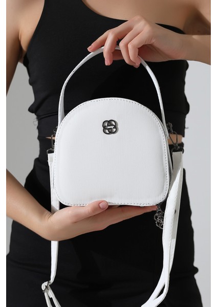 Oval Küçük Boy Çift Bölmeli Şık Tasarım Kadın El Kol Omuz Çantası
