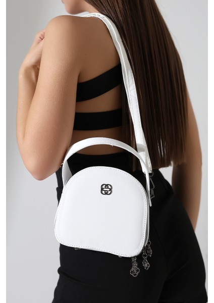 Oval Küçük Boy Çift Bölmeli Şık Tasarım Kadın El Kol Omuz Çantası