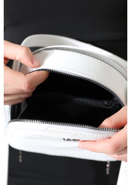 Oval Küçük Boy Çift Bölmeli Şık Tasarım Kadın El Kol Omuz Çantası