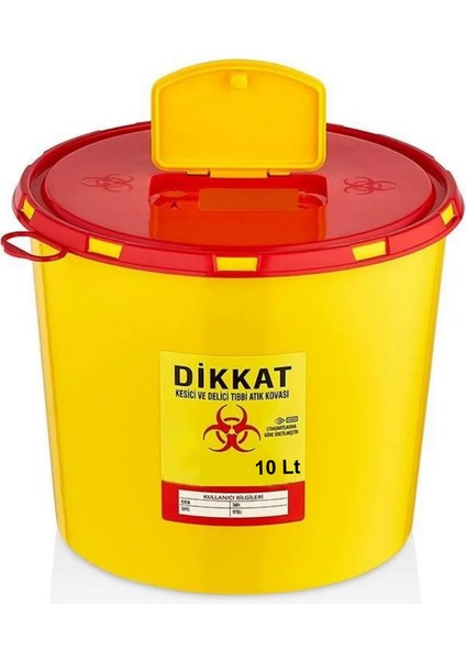 Tıbbi Atık Kovası 10 Litre (TAK3210) - Güvenli ve Dayanıklı