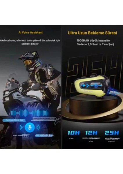 N3X Rgb Işıklı Intercom 3 Kişi Bağlantılı 1000MAH Motosiklet Bluetooth Kulaklık Seti ( Lisinya ) modelleri