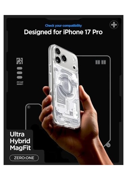 17 Pro ile Uyumlu Ince Magsafe Kılıf Ultra Hybrid Sararma Karşıtı Duraclear Hava Kanalı Teknolojisi Askeri Sınıf Koruma Magfit Zero One Tasarım Kapak - ACS10071 modelleri