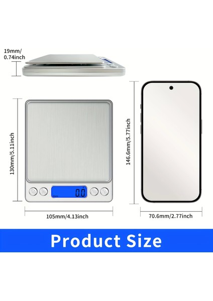 Pratik Dijital Hassas Mutfak Terazisi Hassas Tartı 2000 Gr./0.1 Gr. Hassasiyet ( Lisinya )