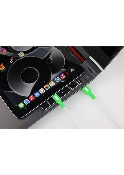 USB A-C Hızlı Şarj Kablosu (Beyaz + Beyaz/yeşil Uç) (150 Cm) fiyatları