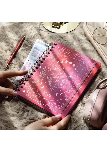 A5 Spiralli Renkli Akademik Ajanda 16 Aylık Motivasyon Sayfalı – Kelebek