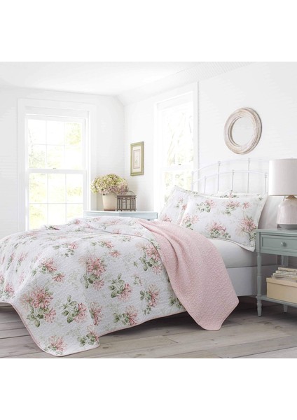 Ashley - Yorgan Seti, Eşleşen Kılıflarla Pamuklu Ters Çevrilebilir Yatak Takımı, Her Mevsim Için Ideal Ev Dekoru (Hanımeli Pembesi, Kraliçe)