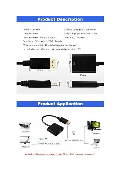 Dp Display Port To HDMI Çevirici Dısplay HDMI Adaptör modelleri