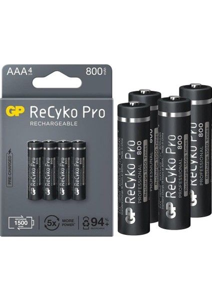 Batteries Recyko Pro Aaa Ni-Mh Şarjlı Pil, 1.2 Volt, 4&apos;lü Kart
