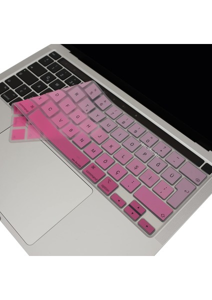 Pro Klavye Kılıfı 13 Inç M1-M2, (Türkçe Q) A2338 A2289 A2251 A2141 ile Uyumlu Gradient Pembe