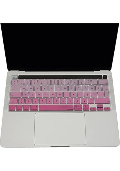 Pro Klavye Kılıfı 13 Inç M1-M2, (Türkçe Q) A2338 A2289 A2251 A2141 ile Uyumlu Gradient Pembe modelleri