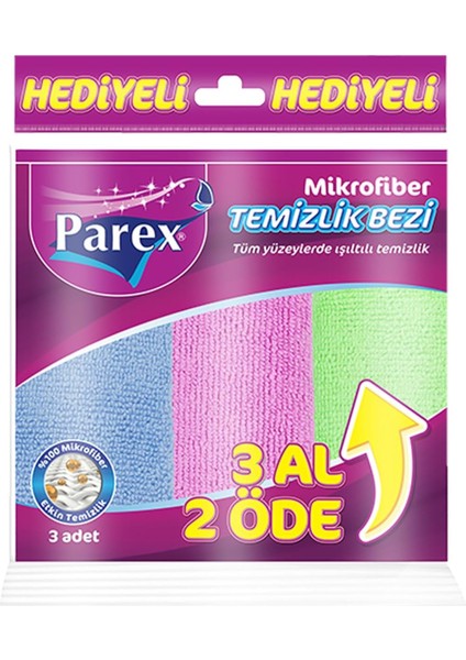 Mikrofiber Temizlik Bezi 3&apos; Lü Eko Paket 1 Paket (1 x 3 Adet)