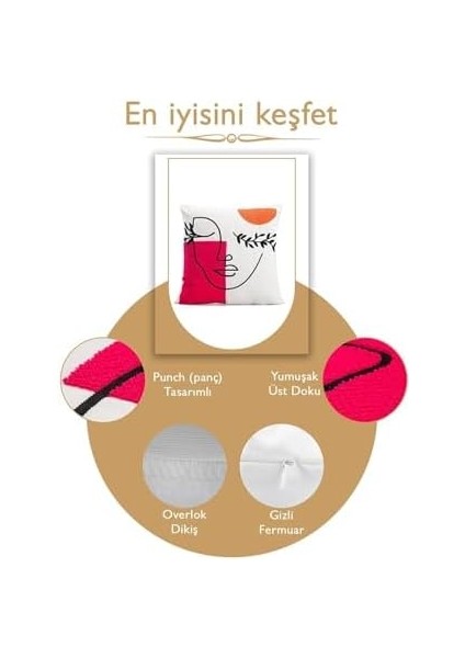 45X45 Özel Tasarım Panç Süzene Desen Dekoratif Kırlent Kılıfı Modern Beyaz 10 modelleri