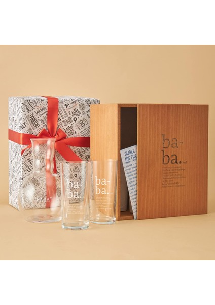 Tanımı Tasarımlı Ahşap Kutulu Rakı Seti