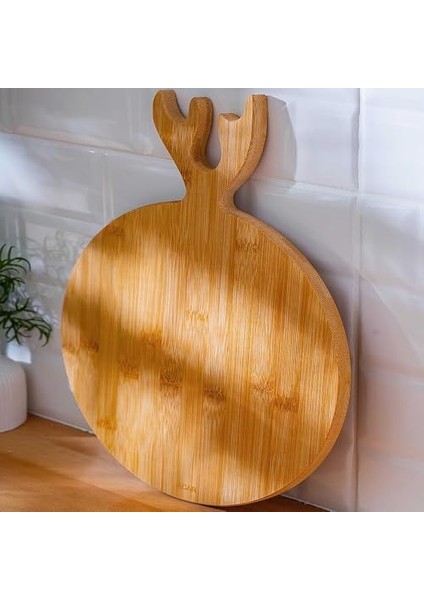 Ahşap Kesme Tahtası, Dekoratif Mutfak Sunum Tahtası (Geyik Yuvarlak) fiyatları