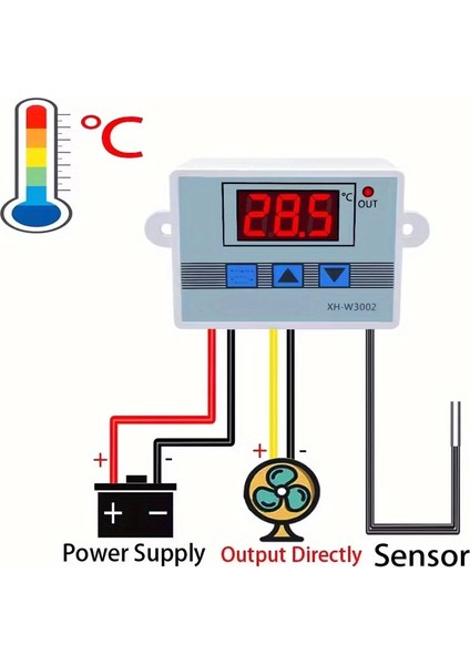 Dijital Termostat XH-W3002 LED Ekranlı Sıcaklık Kontrol Cihazı 220V ( Lisinya )