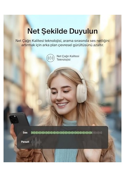AUD008 Sf Kafaüstü Kulaklık-Krem - 60 Saat Oynatma Özellikli Kulak Üstü Kulaklık, Derin Bas, Cloudcushion Kulaklık fiyatları