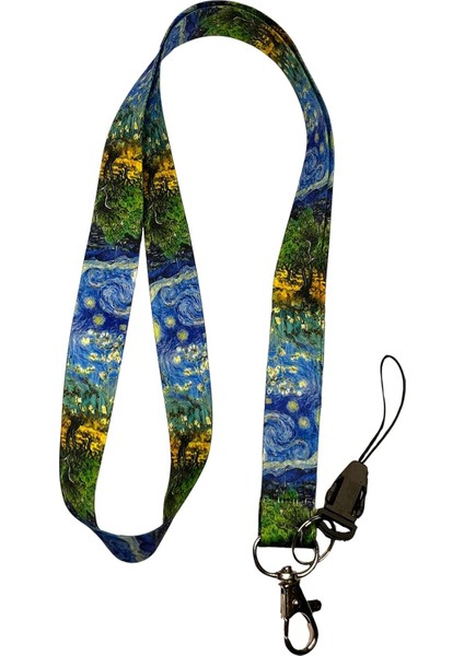Van Gogh Yıldızlı Ağacı Boyun Ipi Telefon Askısı