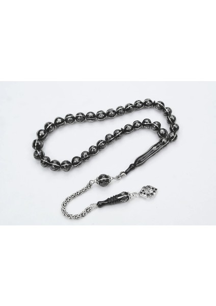 Oltu Taşı Küre Karpuz Baklava Bilek Boy Işlemeli Tespih