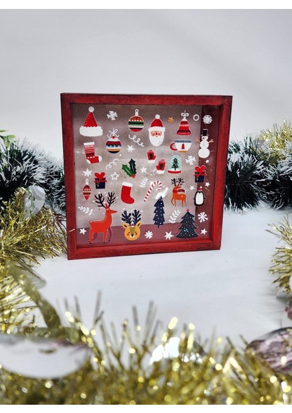 Mutlu Noeller Merry Christmas Yılbaşı Temalı Happy New Year Design Kumbara Ahşap Hazneli Kumbara