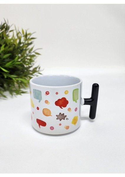 Isme Özel Kişiye Özel Çok Renkli Şekilli Bulut Desenli Porselen T Kupa Bardak Latte Fincanı modelleri