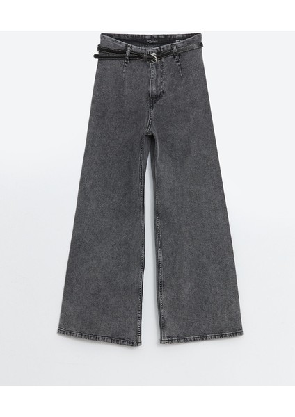 Yeni Sezon Beli Kemerli Wideleg Kadın Jean Pantolon indirimleri