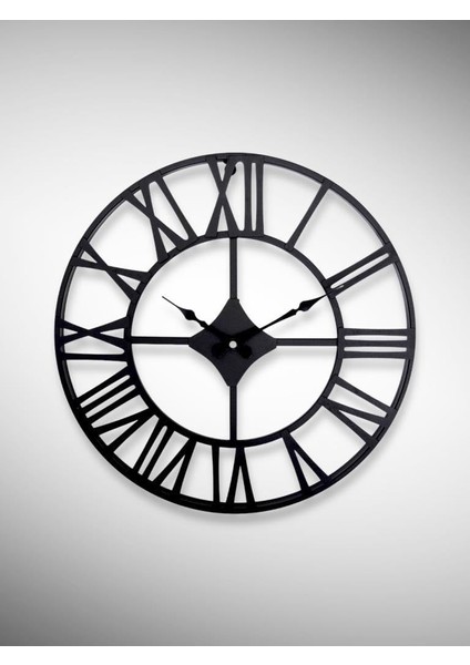 DM30 Serisi Roma Rakamlı Metal Duvar Saati Siyah 30 cm