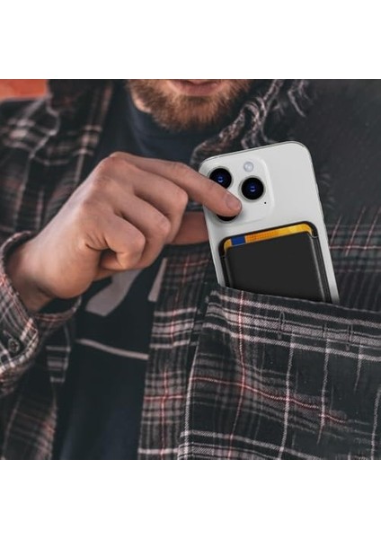 Için Magesafe Özellikli Uyumlu Koruma Kartlıklı Deri Cüzdan Kılıf (Siyah) modelleri