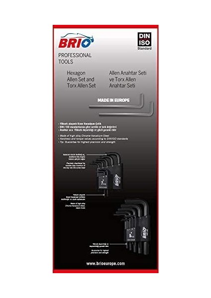 Allen Anahtar Seti Torx Kısa 7 Parça T10-T40 modelleri