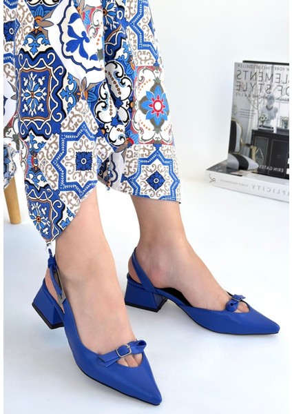 Rewat Mavi Cilt Topuklu Ayakkabı - Lisinya