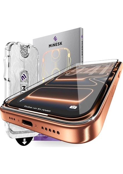 Ultra Ince Çerçeve 16 Pro Max/17 Pro Max Için Otomatik Hizalama Aparatlı Ekran Koruyucu Güçlendirilmiş Cam Toz Toplama Özellikli (Kolay Kurulum, 16 PROMAX/17PROMAX - Ultra Slim)